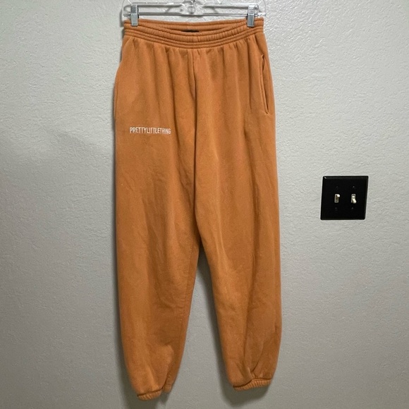 PrettyLittleThing Orange Elastic Waist Joggers W Pockets Small - Picture 1 of 8